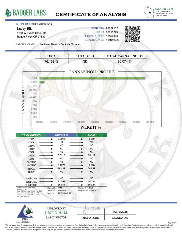 THCa Live Hash Rosin · Staefli Farms