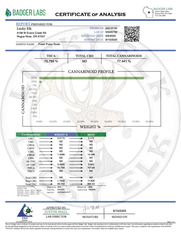 THCa Live Hash Rosin · Fresh Press